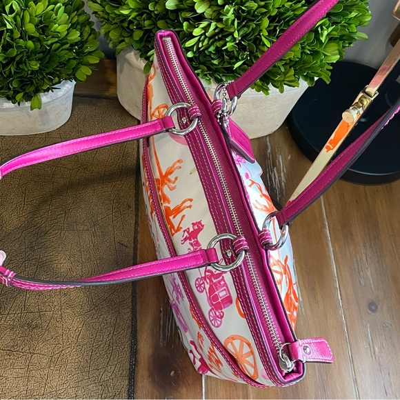 Coach Horse and Carriage Scarf Print Tote Shoulder Bag - Picture 11 of 15